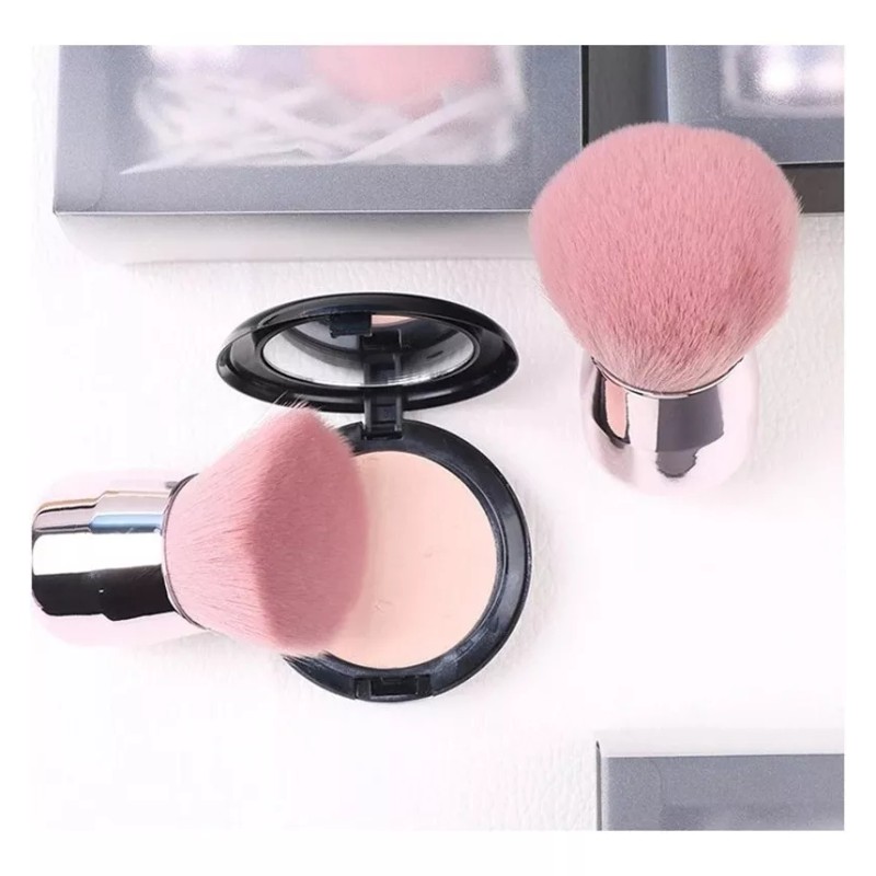 ZzDog Brocha Kabuki Redonda Suave Base Crema O Polvo Rosa