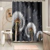 NTETSN Black Dandelion Floral Shower Curtain Abstract Flying Dandelions Seeds