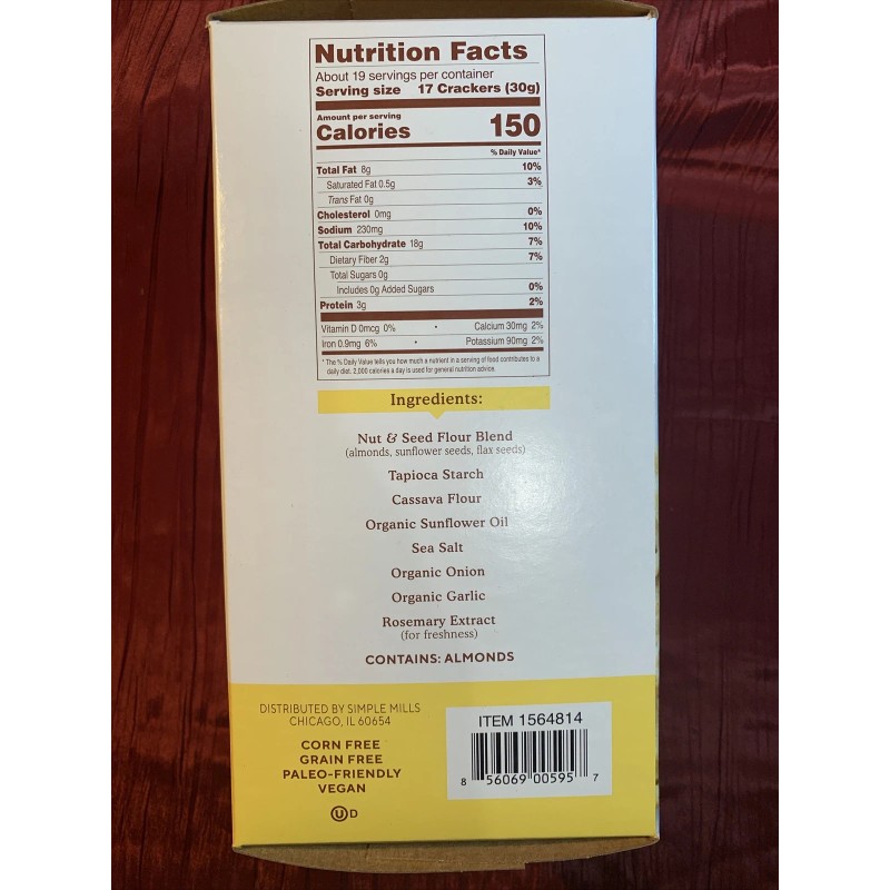 Simple Mills Almond Flour Sea Salt Crackers, 10 Ounce (2
