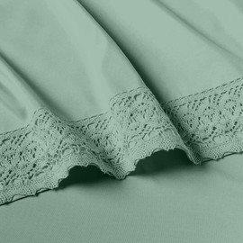 Modern Threads Soft Microfiber Crochet Lace Sheets - Luxurious Microfiber Bed Sheets - Includes Flat Sheet, Fitted Sheet with Deep Pockets, & Pillowcases Seafoam Full