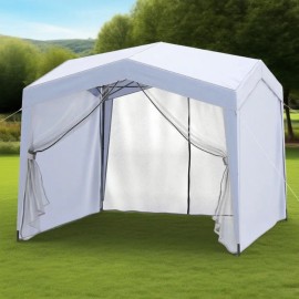 Pop up Canopy Tent with 4 Wheeled Bag and Mesh Netting SidewallsSelect: with 4 Sidewalls, Color: White Color