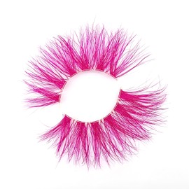 MISSLADY 25mm Colored Lashes 3D Real Mink Pink Eyelashes Pink Lashes Strips (M3D-431, 25mm, 1 Pair)