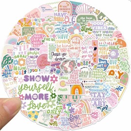 Cute Preppy Stickers Pack for Girls Women Kids 100pcs Vinyl Waterproof Aesthetic Stickers for Water Bottles Laptop Phone Pink Aesthetic Preppy Stuff, Things, Inspirational Positive Motivational Decals