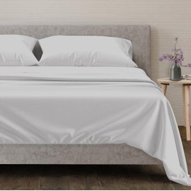Mayfair Linen 100% Egyptian Cotton Sheets California King Size - 600 Thread Count 4 PC Luxury Sheets Cal King Size, Soft, Cooling Hotel Luxury Bed Sheets & Pillowcases, Fits Mattress upto 18" - Silver