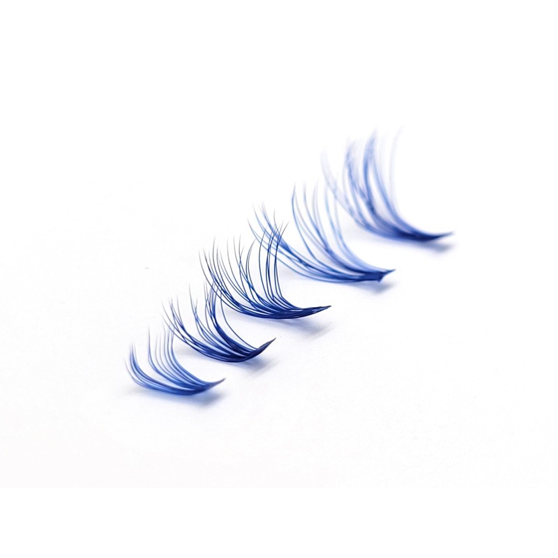 Colored Blue Lash Clusters, 3D Volume 20D Curl C, Thickness