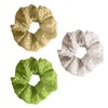 Large Satin Hair Scrunchies for Women,3Pcs Green White Spring Summer
