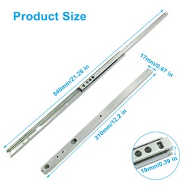 Dijedev 12 Inch Drawer Slides, 2pcs Metal Drawer Slides, Ball Bearing Two Way Slide Track Rail 0.7 inch Wide with Mounting Screw, Heavy Duty Dresser Drawer Slides for Kitchen Cabinet