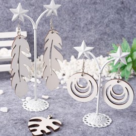 Spritewelry Sublimation Blank Earrings Kit 24pcs Sublimation Earring Blanks with Earring Hooks Earring Cards Jump Rings Leaf Feather MDF Wood Pendants for Women DIY Earring Project