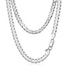 Amberta Solid 925 Sterling Silver Men Cuban Chain Necklace, Italian