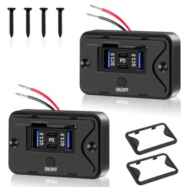 Daakro 96 W Pack of 2 12 V USB Sockets, Dual PD3.0 Type C & QC3.0 USB A Car Charger