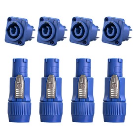Yubunt 4 Sets 3-Pin Powercon Connector Compatible with Neutrik NAC3FCA NAC3MPA, Blue 20A Powercon Input Adapter, Powercon Male to Edison Adapter Cable for Stage Lighting & Audio Equipment