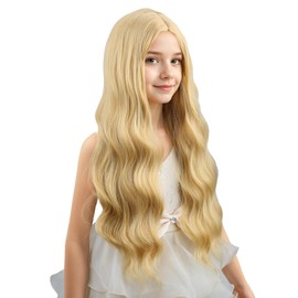 Ufindcos Blonde Wig for Kids Girls Long Blond Wavy Wig Blonde Wigs for Child Middle Part 20 inches Synthetic Wigs