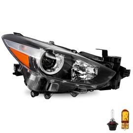 SOCKIR Headlight Assembly Fit 2017 2018 Mazda 3 Sedan 4-Door OE Style Projector Headlamp Replacement Bulbs Included Right Passenger Side