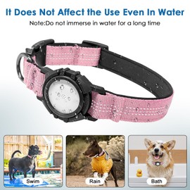 Upgraded AirTag Dog Collar, Reflective & Waterproof Adjustable Dog Collar, Secure Fit for Small Medium Large Dogs, Durable Nylon Pet Collar with Easy AirTag Holder for Real-Time Location (Pink M)