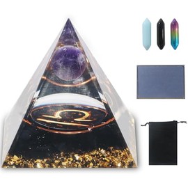 LANZLC LANZLC Orgonit Pyramide, Reiki Kristall Pyramide mit kristalle, 12 Constellation Edelsteine, Esoterik Sternzeichen Geschenke mit schwarzem Samtbeutel fr Chakra-Heilung,Meditation, Yoga (Waage)