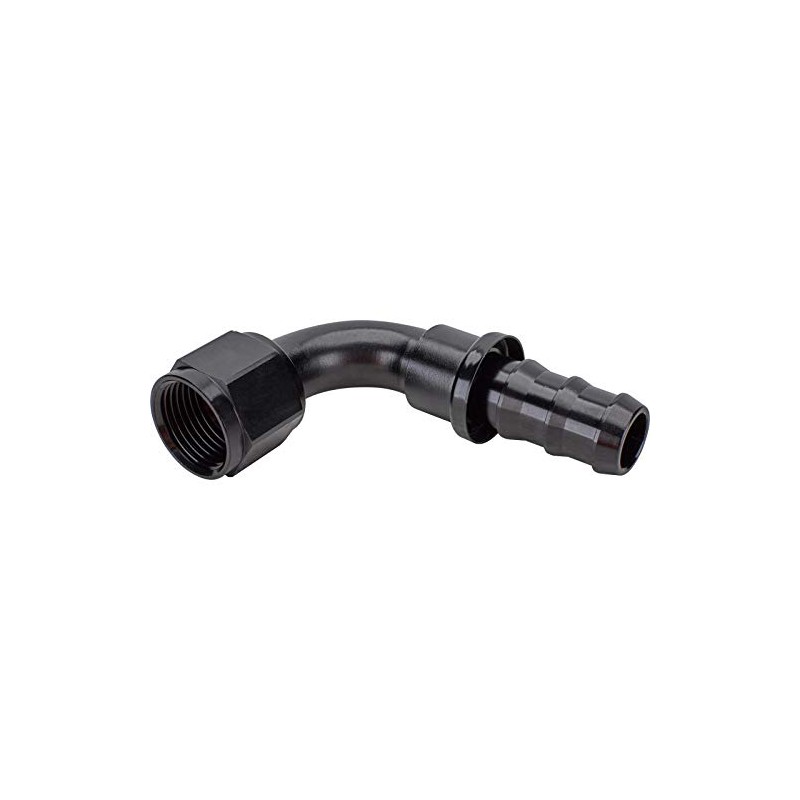 Black 90 Degree Socketless Push-On Hose End, -10 AN