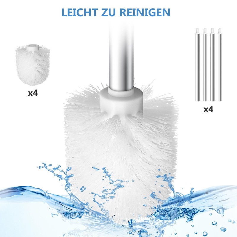 Toilet Brush with Stainless Steel Handle, 7.5 cm Diameter, Set