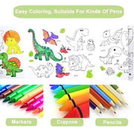 Outlets Children's Drawing Roll,11.8x118in Drawing Paper, Painting Paper for Kids, DIY Coloring Pages with Pattern, Tracing Paper for Drawing, Re-Stick Art Paper Roll for Stickers, Crafts (Dinosaur)
