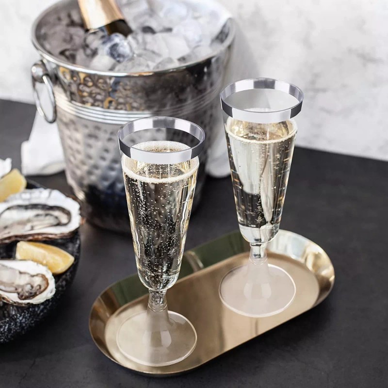Baixi Copas Desechables Vino, Postres Plástico Premium 25 Piezas