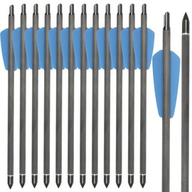 WANVZMR 12 Pcs 7.5/15 Inch Pure Carbon Crossbow Bolts Spine 350 Crossbow Arrows with Moon Nocks and 100 Grain Removable Tips (7.5inch blue)