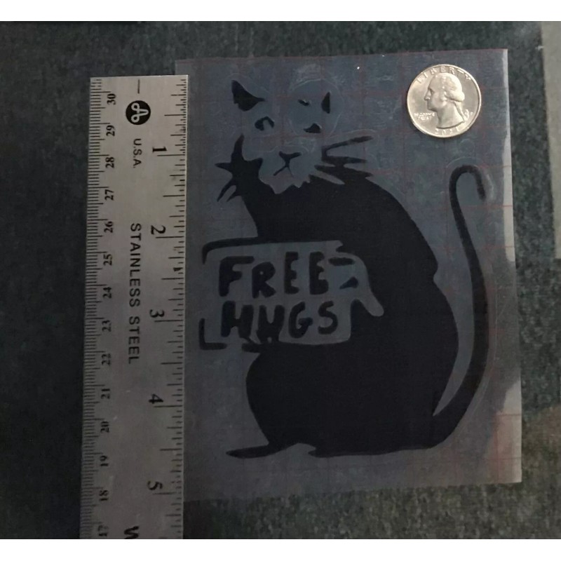 Unbranded Banksy Free Hugs Rat BLACK vinyl decal weatherproof dishwasher-saf