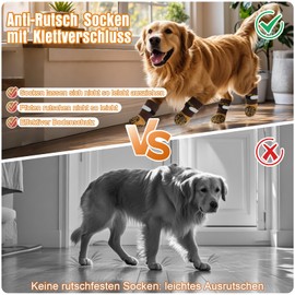 Alishomtll 2 Pairs of Double-Sided Non-Slip Dog Socks, Soft Paw Protection Dogs with Adjustable Straps Velcro Fastening, Dog Shoes Socks for Indoor Use on Hardwood Floors (Brown, M)