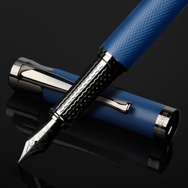 BOCIYER Luxury Fountain Pen Set Super version,Fountain Pens for Writing,Medium Nib and Calligraphy Nib(Bent Nib),2 sets of ink supply systems,Best Pen Gift Case for Men & Women,Office,Executive(Black)