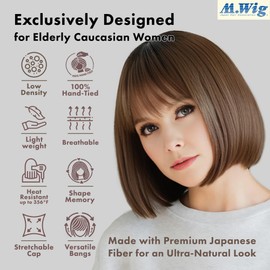 Medical Wig, Full Wig, Bob, Short Bob, Hand Planted, "Angel's Mini Bob" (Milky Mocha Brown Pudding)