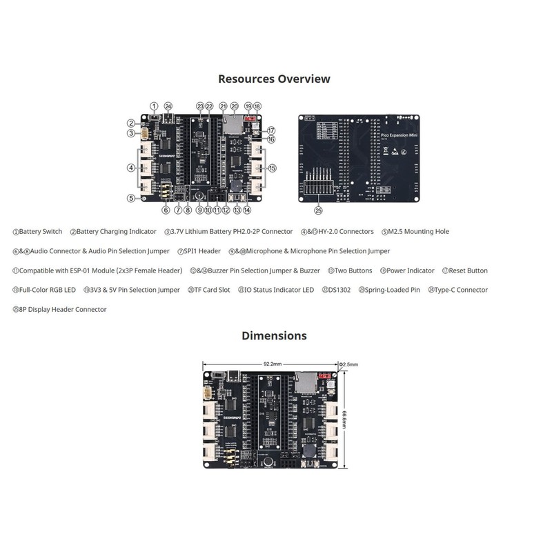 Pico Expansion Mini Board for Raspberry Pi Pico - Compatible