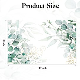 Bayson 50 Pack Disposable Eucalyptus Paper Placemats Summer Botanical Floral Table Place Mats for Dinner Table Setting Wedding Party Kitchen Decor 11"x 17"