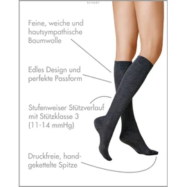Kunert Women's Knee-High Socks, Grey (Anthracite-Mel 4050), 4