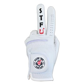 STFU Funny Men's Golf Glove - Premium 100% Cabretta Leather Shocker Golf Gloves, Golf Attire and Essentials for Men, Fun Golfer Gag Gift, Adult Right or Left Hand, Small to XXL Sizes