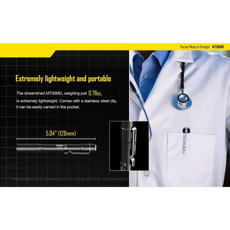 Nitecore MT06MD Medical Penlight Flashlight, 180 Lumen for Doctors, Nurses