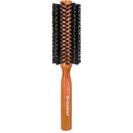 SUNBIRD Cepillo redondo de cerdas de jabalí, 2.0 pulgadas | Mango de madera maciza natural, antiestático, estilo profesional, para secado, rizado, ali