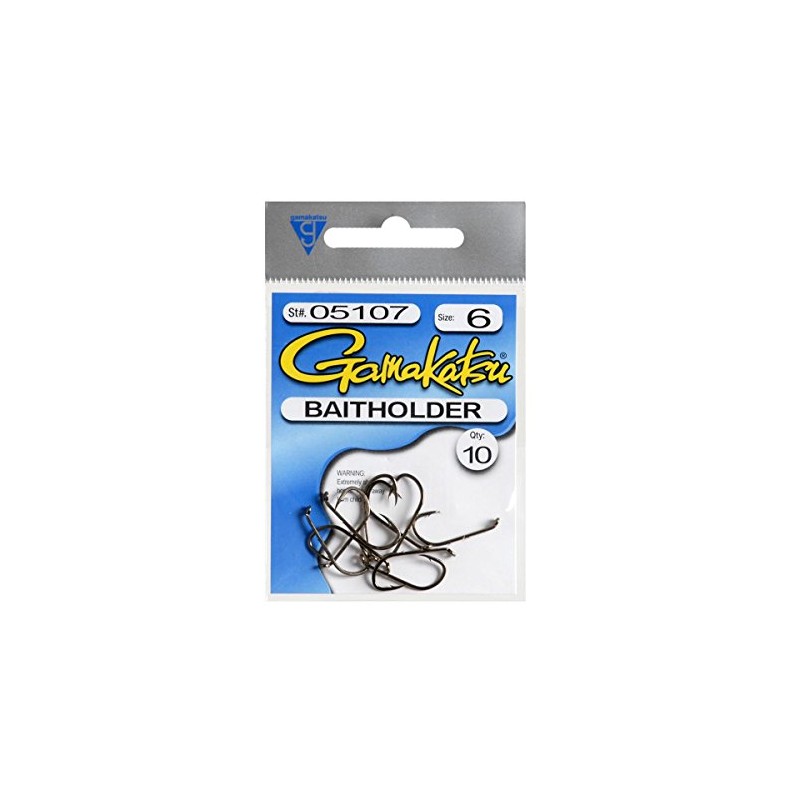Gamakatsu 5107 Baitholder Hooks, 10-Pack, Bronze, 6