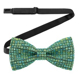 HOULIFE Rhinestone Bow Tie for Men Diamond Bow Tie Pre-Tied Sequin Bow Tie Adjustable Crystal Bow Ties for Wedding Party Banquet, Green