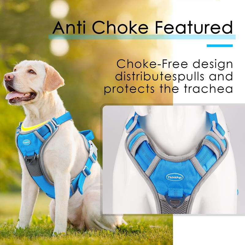ThinkPet Anti-Pull Dog Harness, with Handle, Easy to Control, Adjustable,