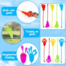 48pcs Sticky Hands Feet for Kid Valentine Exchange Gift Party Favor Goodie Bag Stuffer Treasure Box Toy Classroom Prize Student Return Gift Bag Stuffer Bulk Toy Pinata Filler Slap Hand Supplies