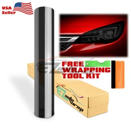 EZAUTO WRAP Free Tool Kit 12"x24" (1FT x 2FT) Glossy Dark Black Smoke Headlight Taillight Fog Light Side Marker Vinyl Tint Film Self Adhesive