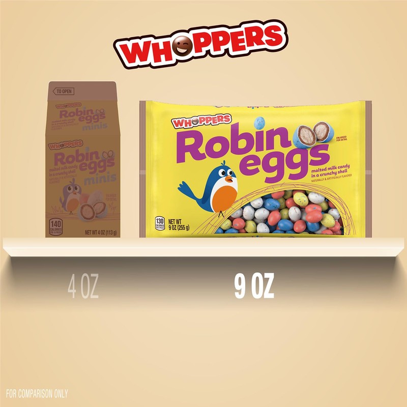 WHOPPERS Robin Eggs Malted Milk Balls, Easter Candy Bag, 9