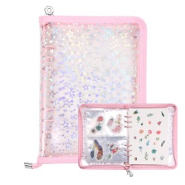 MUROAD 4 in 1 Aufkleber-Organisator, A5 Sticker Album, Stickerbuch mit 140 Taschen und 20 Blatt Wiederverwendbares Trennpapier,Rosa