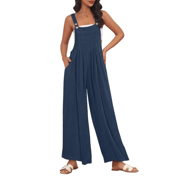 AUTOMET Womens Beach Vacation Outfits Jumpsuits Overalls Wide Leg Casual