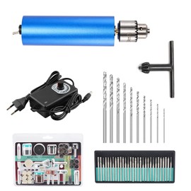 Micro Mini Electric Hand Drill 0.3-4mm Adjustable with 145pcs Accessories for Polishing Waxing Cutting Drilling Engraving EU Plug