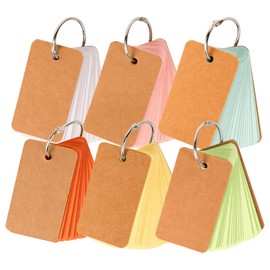 ChiiGe Colored Flash Cards with Rings, Study Index Cards with Rings, Index Cards with Binder Rings, Bookmark, Memo Scratch Pads, DIY, Greeting Card (6Pcs)