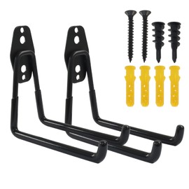 Aracombie 2 Pack Heavy Duty Garage Wall Hooks, Wall Mount Garage Storage Organizer, Durable Black Coated Metal Hooks for Home and Workshop (5 Inch)