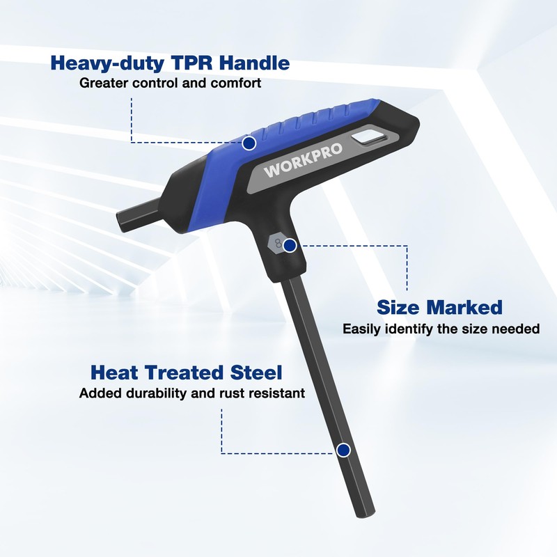 WORKPRO 14-Piece T-Handle Allen Wrench Set, Metric & SAE T