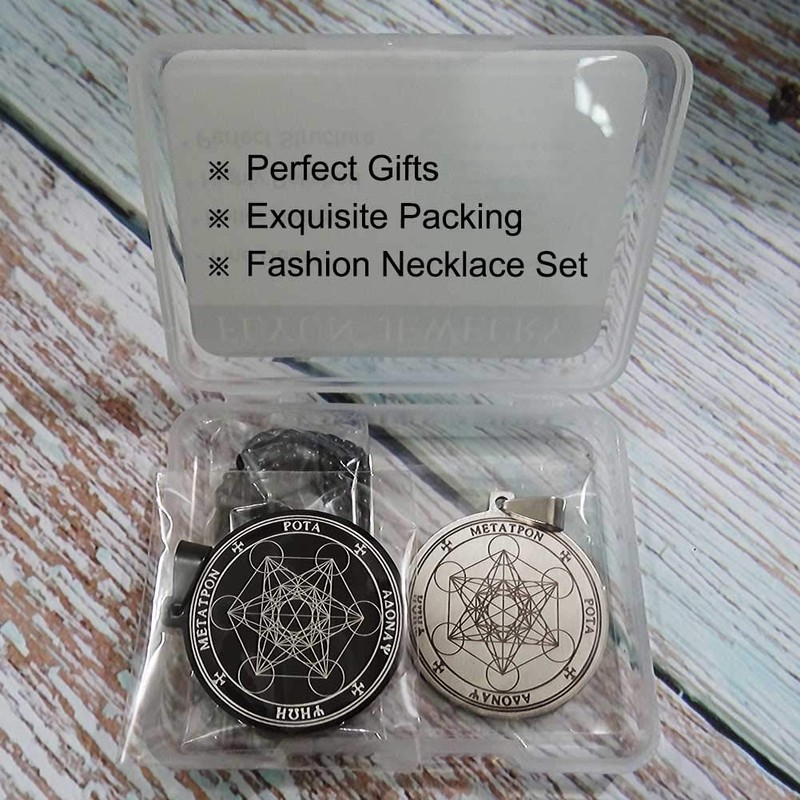 FLYUN Metatron’s Cube Pendant for Men Seals of Archangel Angel