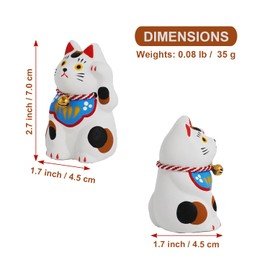 COTONOHA Maneki-Neko Lucky Cat, 2.7 Inches | Hand-Painted Ceramic Fortune and Prosperity Talisman | Artisan Crafted Desk and Room Decor | Made in Japan (White)