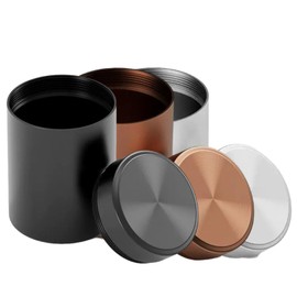 XcnPer 3 Pcs Smell Proof Jar, Aluminium Smell Proof Container,Portable Small Airtight Jar, Multi Purpose Aluminiumstorage Container for Spices, Coffee, And Tea (Black+Silver+Coffee Color, 60ml)