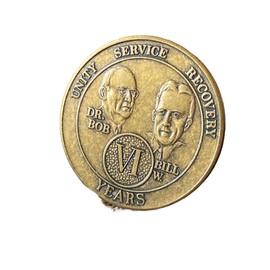 6 Year AA Founders Medallion Antique Bronze Sobriety Chip